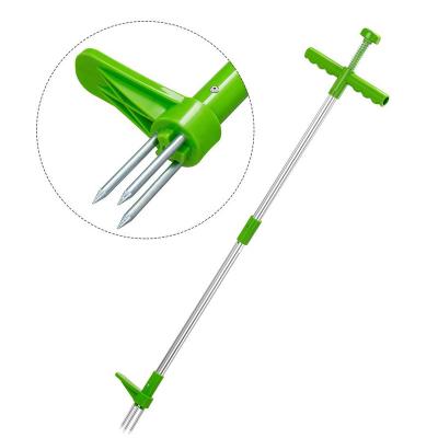 China Durable Aluminum Garden Lawn Root Remover Stand Remover Portable Outdoor Long Handled Weed Puller Claw for sale