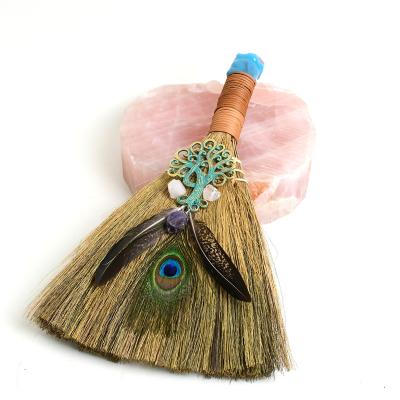 China Mini Witch Broom Amethyst Altar Broom Natural Witches Broom for sale