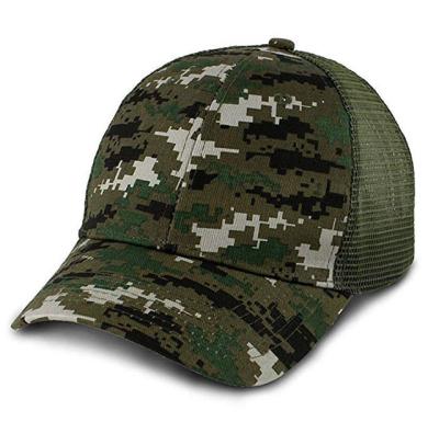 China Custom Discount Curved Back Trucker Hat Camouflage Camouflage 6 Panel Summer Mesh Baseball Cap For Men for sale