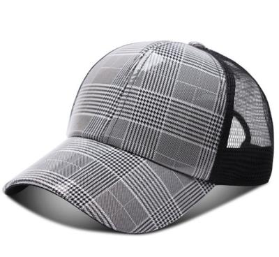 China JOINT Sports Sun Protection Plaid Mesh Hat 6 Panel Plain Mesh Baseball Cap Breathable Quick Dry Hat For Women Men for sale