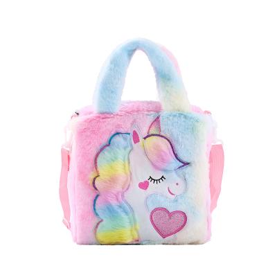 China Wholesale Price Plush Unicorn Kids Cross Body Bags Rainbow Portable Handbags Shoulder Messenger Bags For Girls for sale