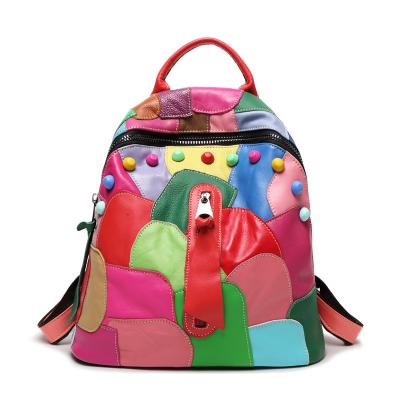 China Vintage Waterproof Luxurious Backpack High Quality Genuine Leather Women Bags Classic Print Backpack for sale