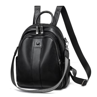 China 2021 Hot Sale Amazon Genuine Waterproof And Customization Logo Ladies PU Leather Black Backpack for sale