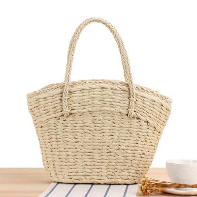 China 2021 Joker Style Hot Selling Personalized Women Tote Straw Bag Straw Shoulder Summer Beach Handbeg Solid Color for sale