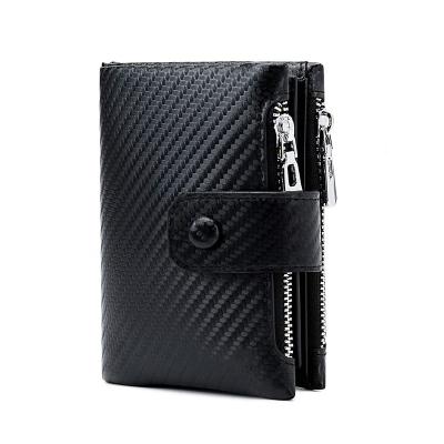 China 2021 Wholesale Custom RFID PU Carbon Fiber Card Holder Wallet for sale