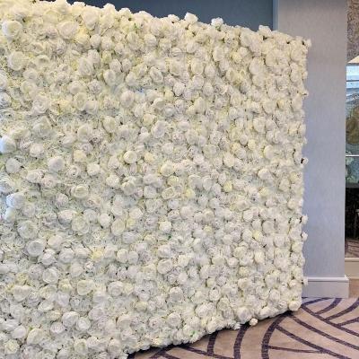 China Wholesale Custom White Rose Flower Wall Wedding Backdrop Silk Artificial Decorative Artificial Flower Wall Decoration Supplies for sale