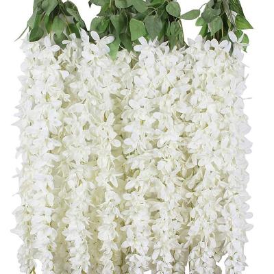 China Wedding Garland Silk Flowers String Home Decor Wisteria Vine Party Wedding Wisteria White Artificial Hanging Flowers for sale