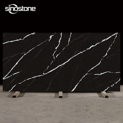 China Durable Black Quartz Stone Calacatta White Vein Engineered Quartz Slabs Artificial Quartz Stone Slabs For Kitchen Countertops for sale