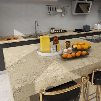 China Durable Calacatta Engineered Quartz Stone Slab Large Vein Stones Large Slab Light Yellow Quartz Marble Artificial Slab For Kitchentop Account for sale