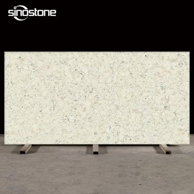 China Factory Countertops Dull Polished Surface Creamy White Color Carrara Series Durable Artificial Quartz Stone Slabs for sale