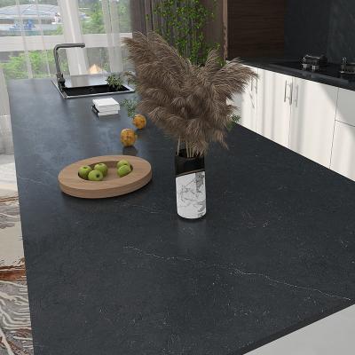 China Large Durable Modern Black Color Engineered Stone Marble Artificial Stone Quartz Slab For Kitchen Countertop for sale