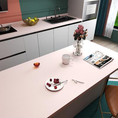 China Factory Price New Design Durable Pink Color Dull Polish Big Slab Artificial Pure Quartz Stone For Sink Kitchen Countertops for sale