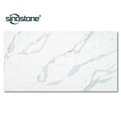 China Durable calacatta looking engineered quartz stone. Natural marble effect for sale