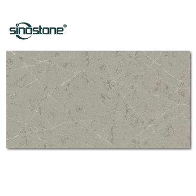 China Durable natural marble look quartz surface. Gray quartz stone with white veins. for sale