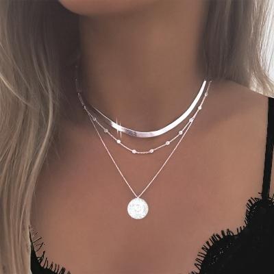 China New 925 Sterling Silver BOHEMIA Fashion Ladies Multi-Layer Lotus Necklace Pendant Necklace Accessories NL0055 for sale