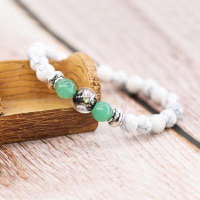 China Punk White Turquoise Beads Natural Stone Beads Bracelet for sale