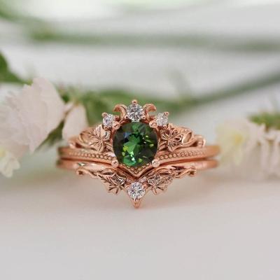 China Comfort Fit New Retro Emerald Zircon Engagement Ring Rose Gold Temperament Plated Ladies Ring Jewelry Anniversary Gift LXQ-0164 for sale