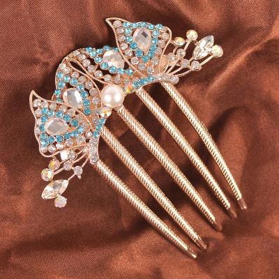 China Environmentally Friendly Korean Version of Alloy Hair Accessories Hairpin Non-tooth Crystal Diamond-studded Hair Comb for sale