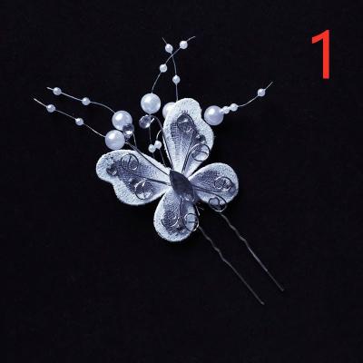 China Fashion classic U-shaped wedding bridal hair fork butterfly hairpin girl pearl chain insert comb ha new environment-friendly net yarn women's dish for sale