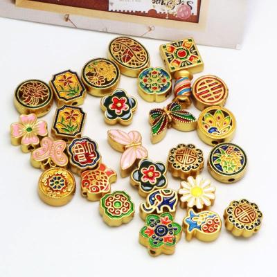 China Drop E-Co Friendly Imitation Oil Cloisonne Burnt Blue Enamel Accessories Diy Sand Pendant Gold Antique Method Burnt Old Gold Blue Hai Bracelet for sale