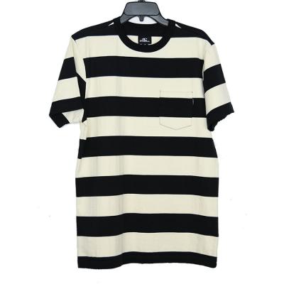 China MEN'S 100% Anti-wrinkle S*2 32' PAIRED COTTON YARN DYE STRIPE HEAVY STRIPE TANK TOP WASHED SHORT SLEEVE T-SHIRT for sale