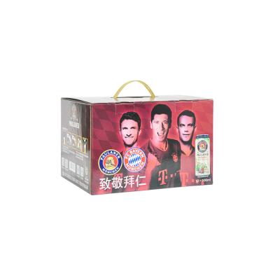 China New Recycled Materials Warranty Paper Wine Gift Set Luxury Fashion Anti-Pressure Beer Gifts Box With Handle for sale