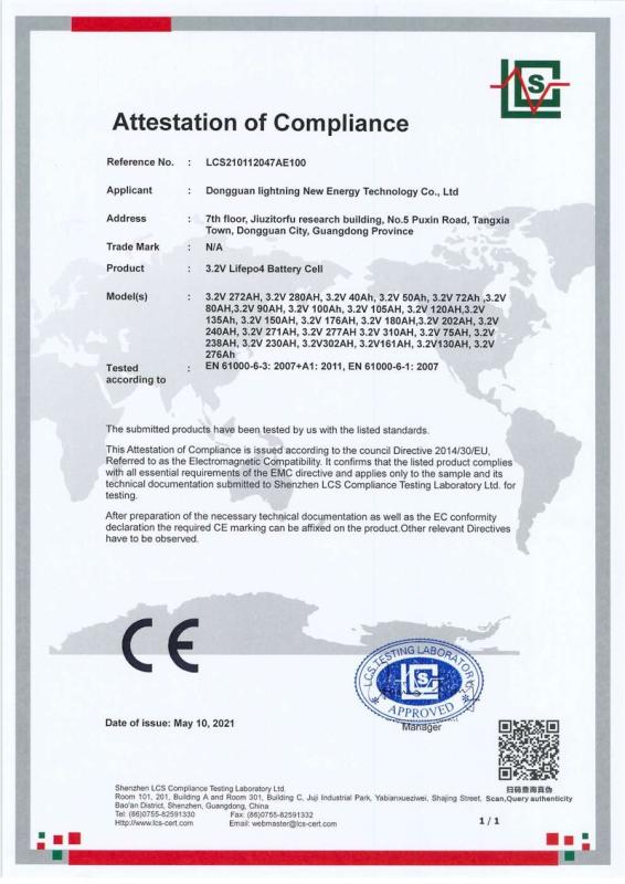 CE - Dongguan Lightning New Energy Technology Co., Ltd.