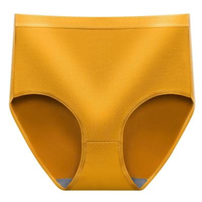 China Wholesale Breathable Sexy Yellow Loose Cotton Middle Age Women's High Waist Panties for sale