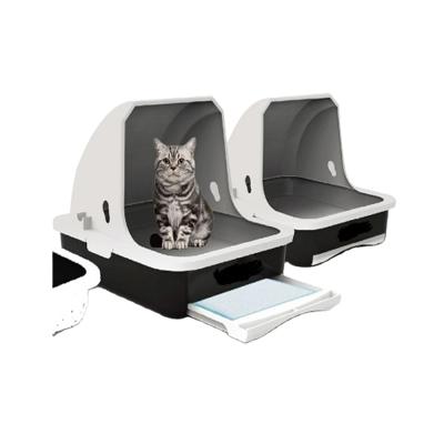 China Sustainable cat toilet with litter tray, enclosed cat's litter box, trash can kit for sale