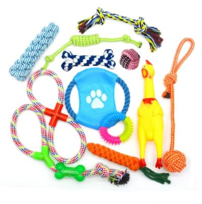 China Hot Viable Amazon Style 12 Pack Dog Rope Pet Toy Dog Chew Ball Cotton Rubber Rope for sale