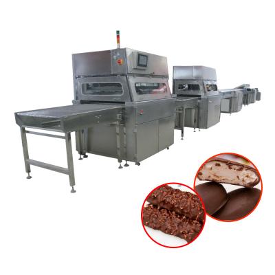 China Snack Factory Wafer Chocolate Enrobing Machine With Cooling Tunnel Chocolate Enrobing Line for sale