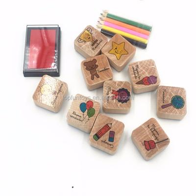 China Educational Funny Toy Custom DIY Scrapbooking Wooden Stamp For Making Card Stamps Kids for sale