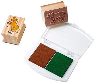 China Children's Toy Stamp-a-Scene Wooden Stamp Set: Farm - 20 Stamps, 5 Colored Pencils, and 2-Color Stamp Protector for sale