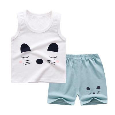 China Soft Comfy Sleeves Shorts Set 2 Piece Cotton Vest Kids New Kids Fashion Clothes for sale