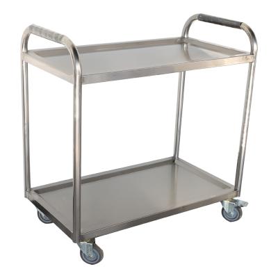 China Metal Promotional Resturant Kitchen Equipment Two-Layer Stainless Steel Hotel Restaurant Kitchen Delivery Food Service Cart for sale