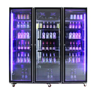 China Single-temperature Factory Supply Three Glass Doors Upright Display Beer Freezer Beverage Fridge for sale