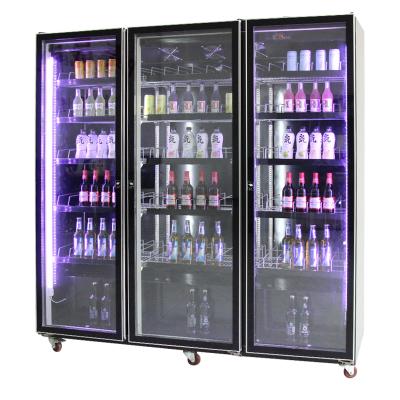 China Hot Selling Single-temperature Supermarket Beverage Storage Three Door Glass Beer Freezer for sale