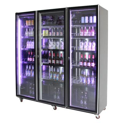 China Single-temperature For Supermarket With LED Light Three Upright Glass Doors Beer Freezer for sale