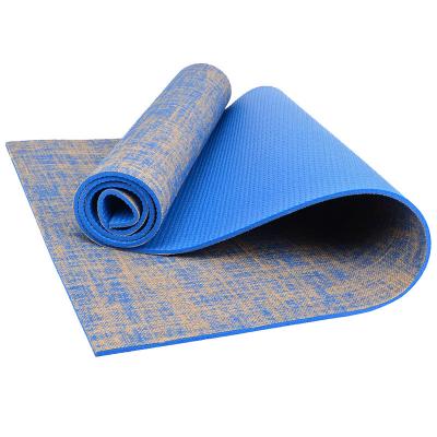 China High Density Colorful Non-Slip Natural Jute Print Ashable Durable Fitness Exercise Yoga Canvas Mat Custom Made Waterproof Washable Anti-Slip Hemp for sale