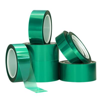 China Heat Resistant Outdoor High Temperature Silicone Heat Insulation Green PET Polyester Adhesive Tape 25mm(W)*66m(L) for sale