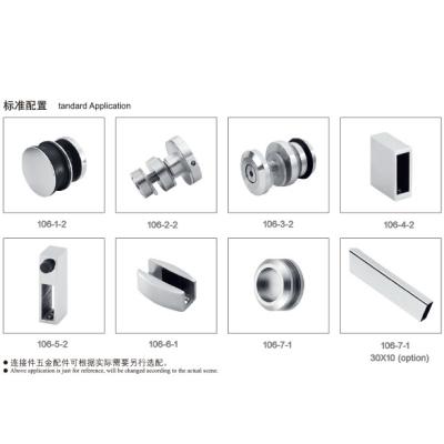 China Glass Sliding Door Kit 106, stainless steel 304, finishing satin, for bathroom door en venta