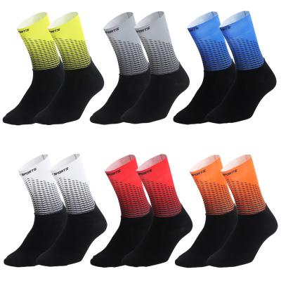 China Anti Slip Breathable Custom Silicone Socks Running Bike Cycling Pro Cycling Mens Breathable Socks Nylon Custom Workout Socks for sale