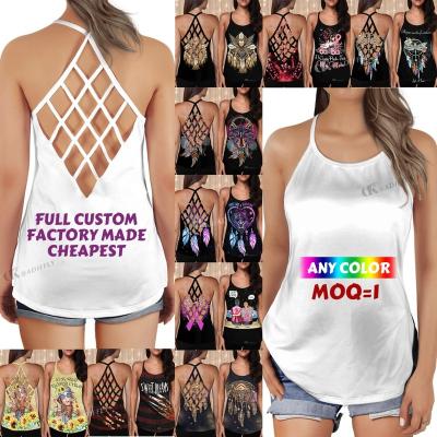 China Wholesale Custom QUICK DRY 2022 Women's Tank Tops Stretch Tank Tops Gym Workout Women Hollow Out Strap Back Camisole Sleeveless Tank Top for sale