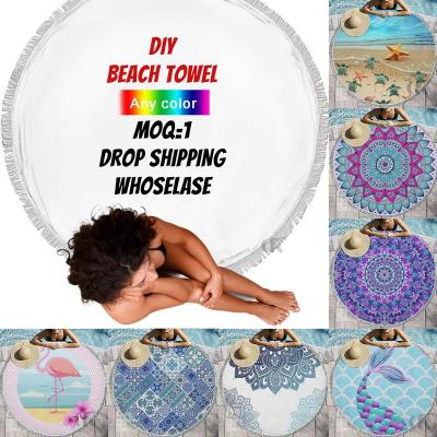 China Wholesale Custom Round Unisex Personalized Towel Safe For Kids Quick Dry Beach Towel For Special Occasions Summer Gift Large Beach Towel for sale