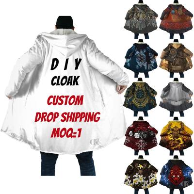 China Wholesale Anti-Wrinkle Custom Design Hooded Long Coat For Men Sublimated Print Halloween Men's Coat Coats Casual Outdoor Christmas for sale