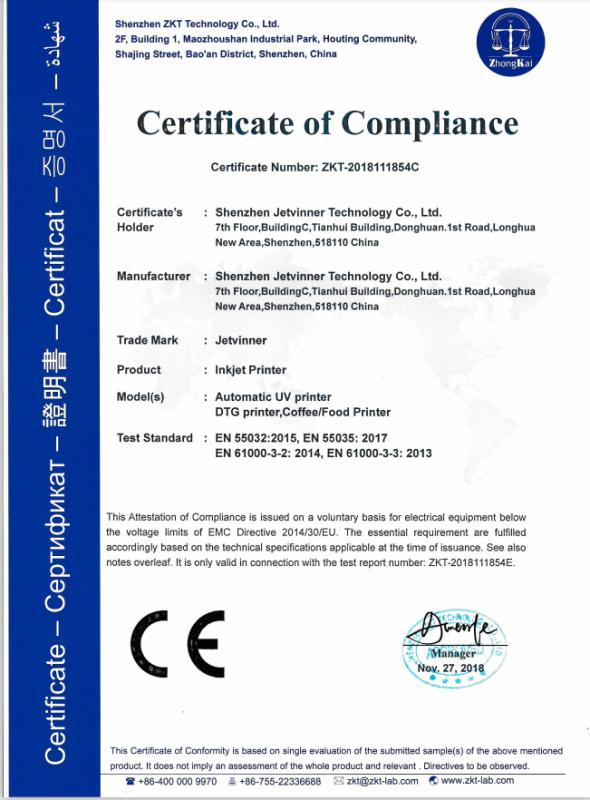 CE - Shenzhen Jetvinner Technology Co., Ltd.