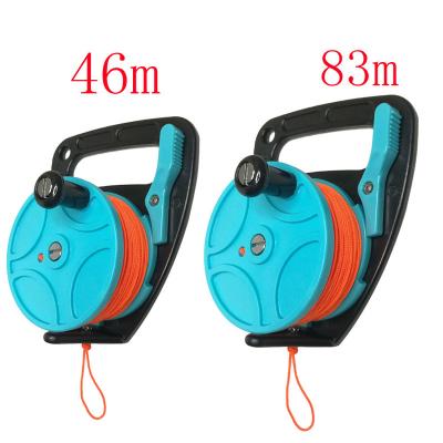 China PVC Line 150ft SMB Dive Wreck Cave Diving Reel with Handle Thumb Plug Clip Hook for Scuba Diver Snorkeling Scuba Diving for sale