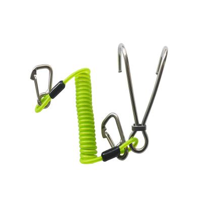 China Double Hook Stainless Steel Safety Steel Scuba Diving Accessories Hooks With Lanyard for sale