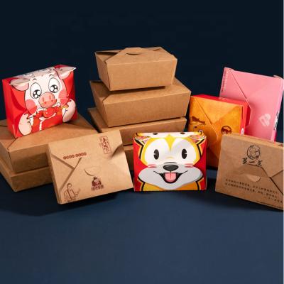 China Recycled Materials Eco-friendly Biodegradable Custom Printed Bento Boxes Disposable Lunch Kraft Paper Food Packaging Take Out Boxes for sale