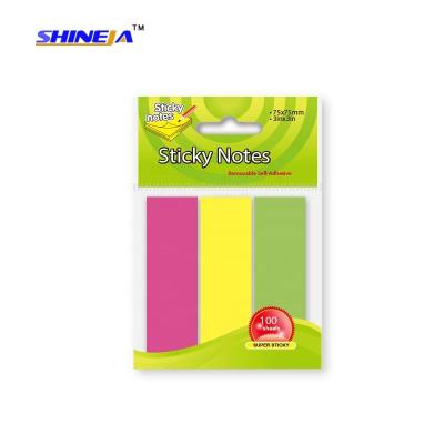 China Eco-friendly self-adhesive assorted colorful strip shaped self-adhesive sticky notes in opp bag package for sale